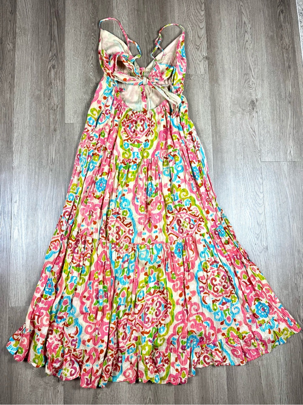 House of Harlow Boho Maxi Resort Dress Open Back Button Floral 100% Cotton MED - Picture 3 of 12
